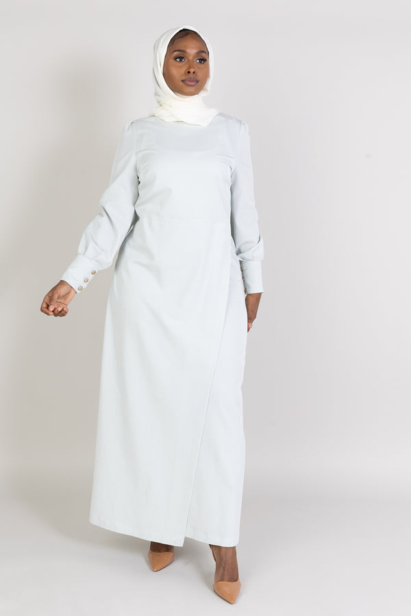 Long Sleeve Wrap Dress - Light Mint
